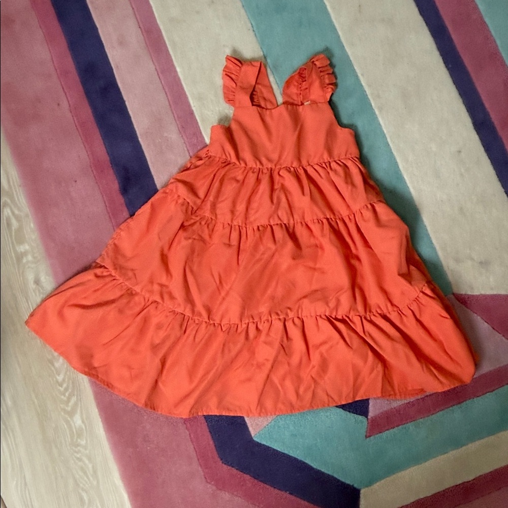 Habitual Orange Ruffle Kids Sun Dress. Size 7-8